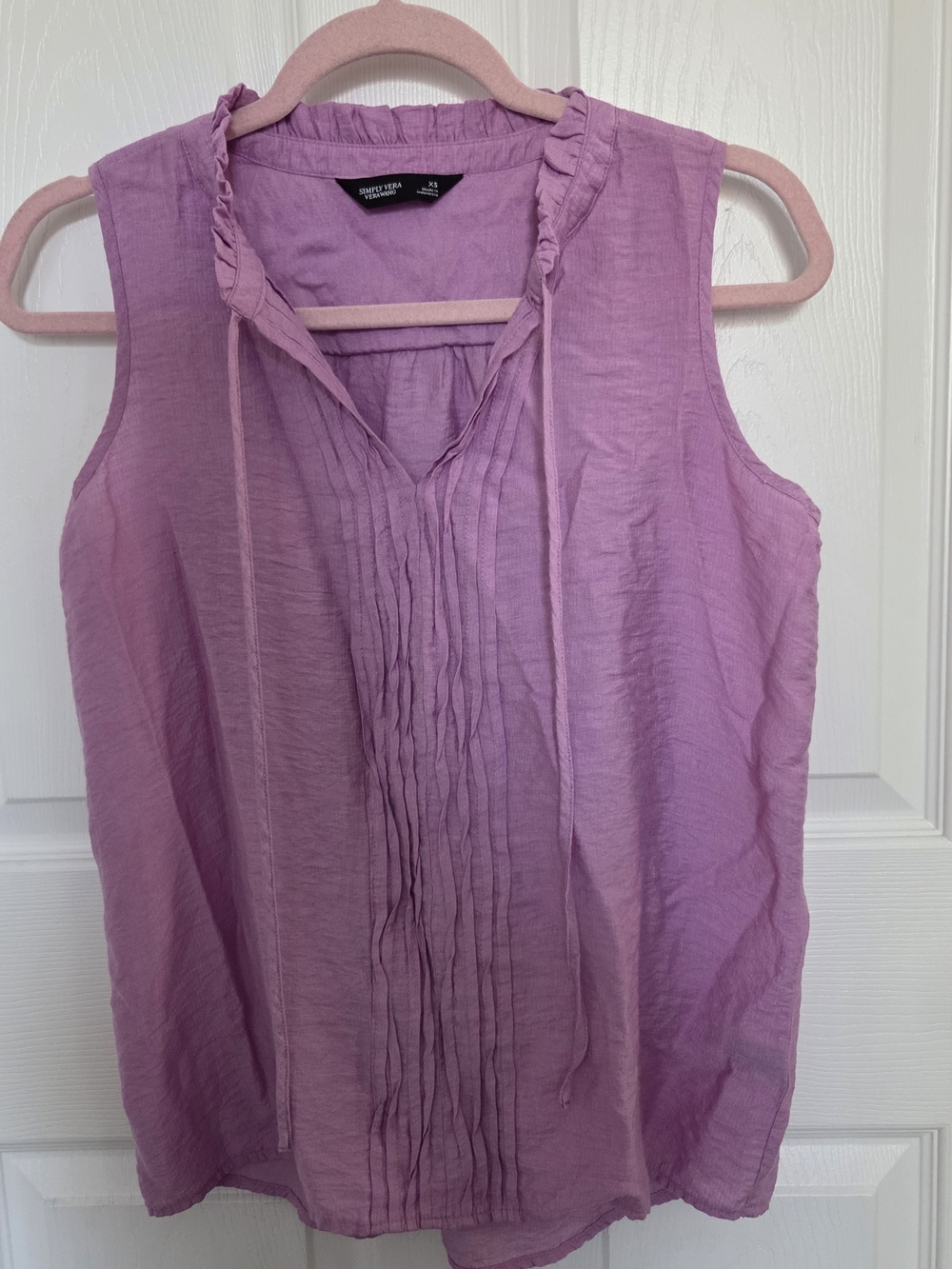 Simply Vera Vera Wang Lavender Pintuck Ruffle Sleeveless Camisole